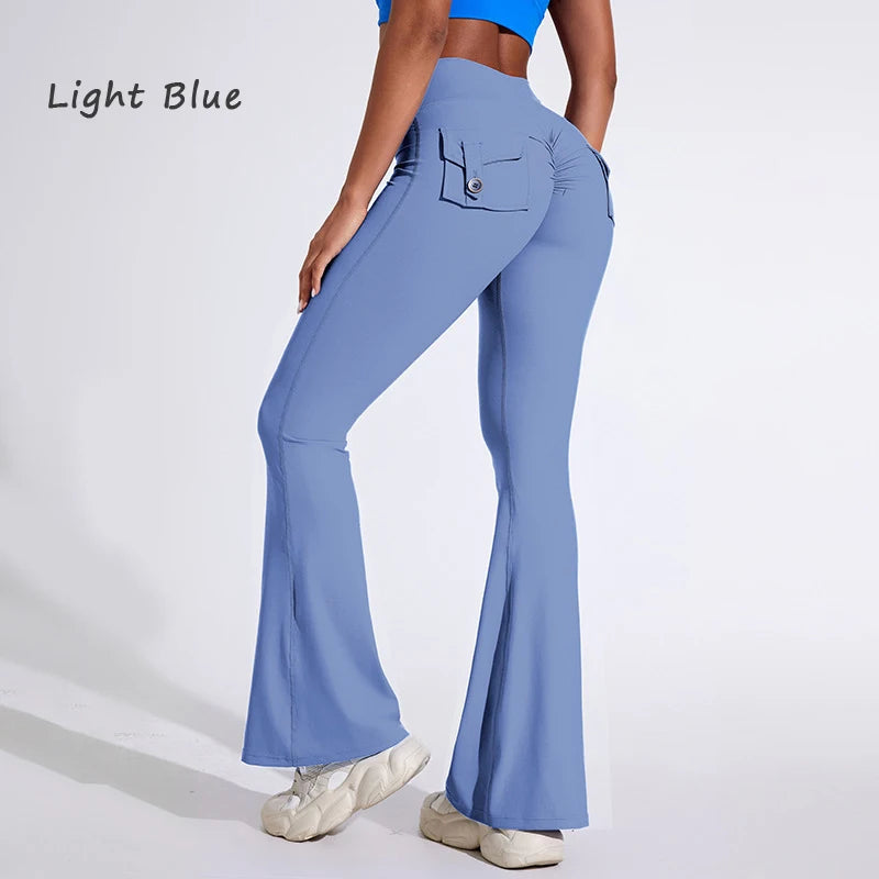 Women's Back Pocket Flared Leggings For Workout Outfits