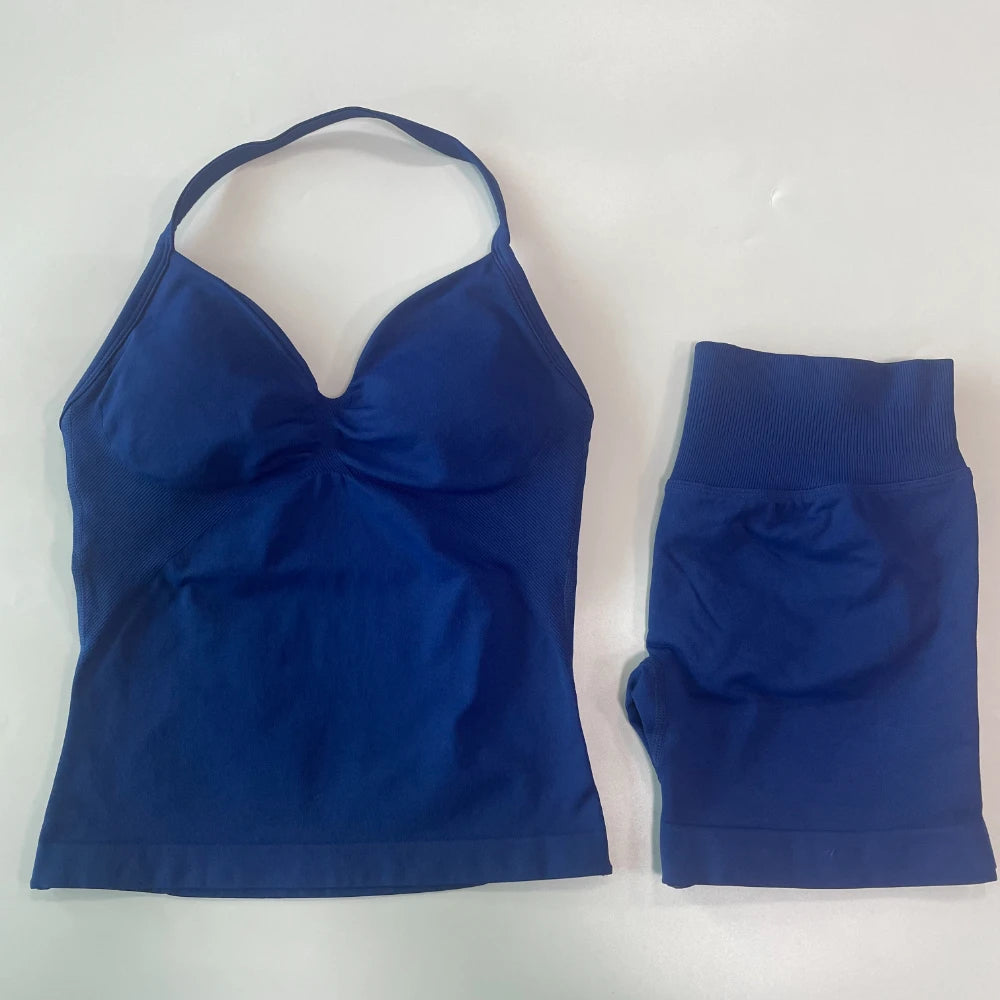 Women's Halter Tank And Shorts Yoga Set For Workout Outfits