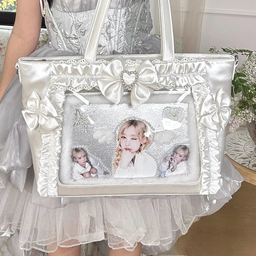 Decorative Display Tote Bag with Transparent Front Pocket