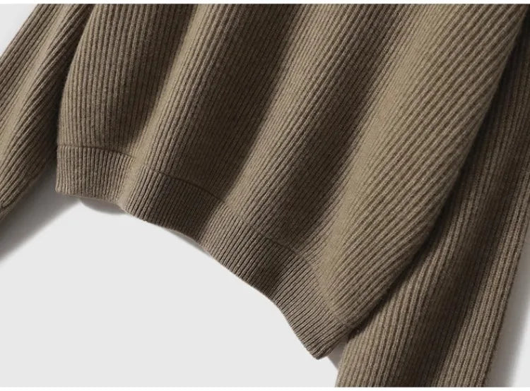 100% pure cashmere sweater women's half zip stand collar thick loose lapel pullover sweater