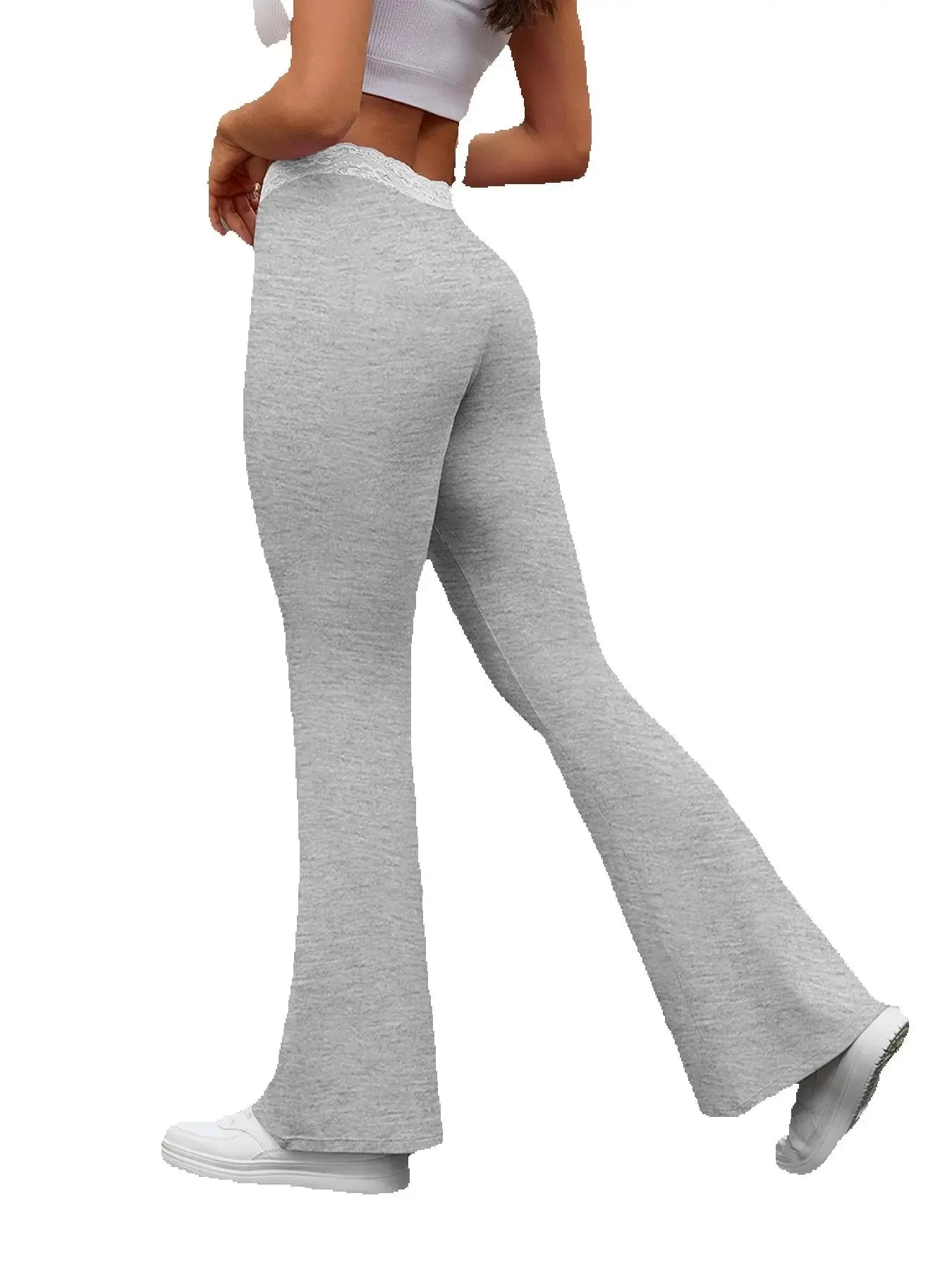Women's Ribbed Flared Workout Pants with Fitted Upper Legs for Casual Activewear