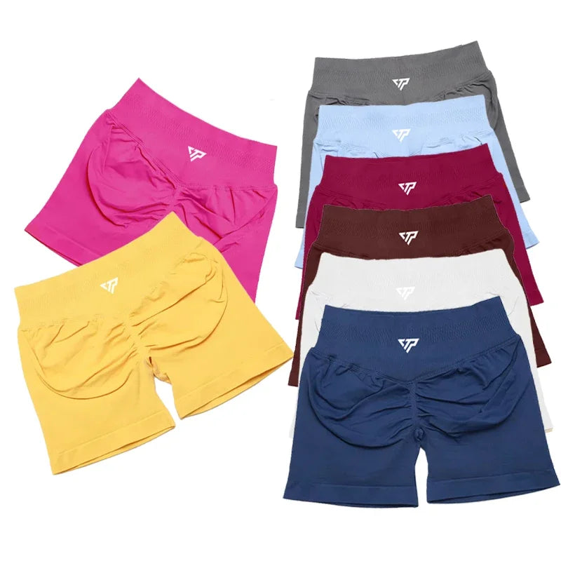 Women's Scrunch Back High Waist Fitted Shorts for Gym Workouts