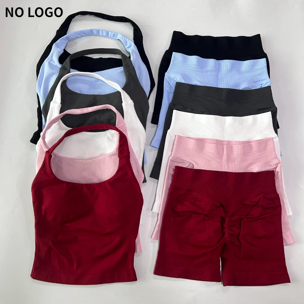 Women's Halter Tank And Shorts Yoga Set For Workout Outfits
