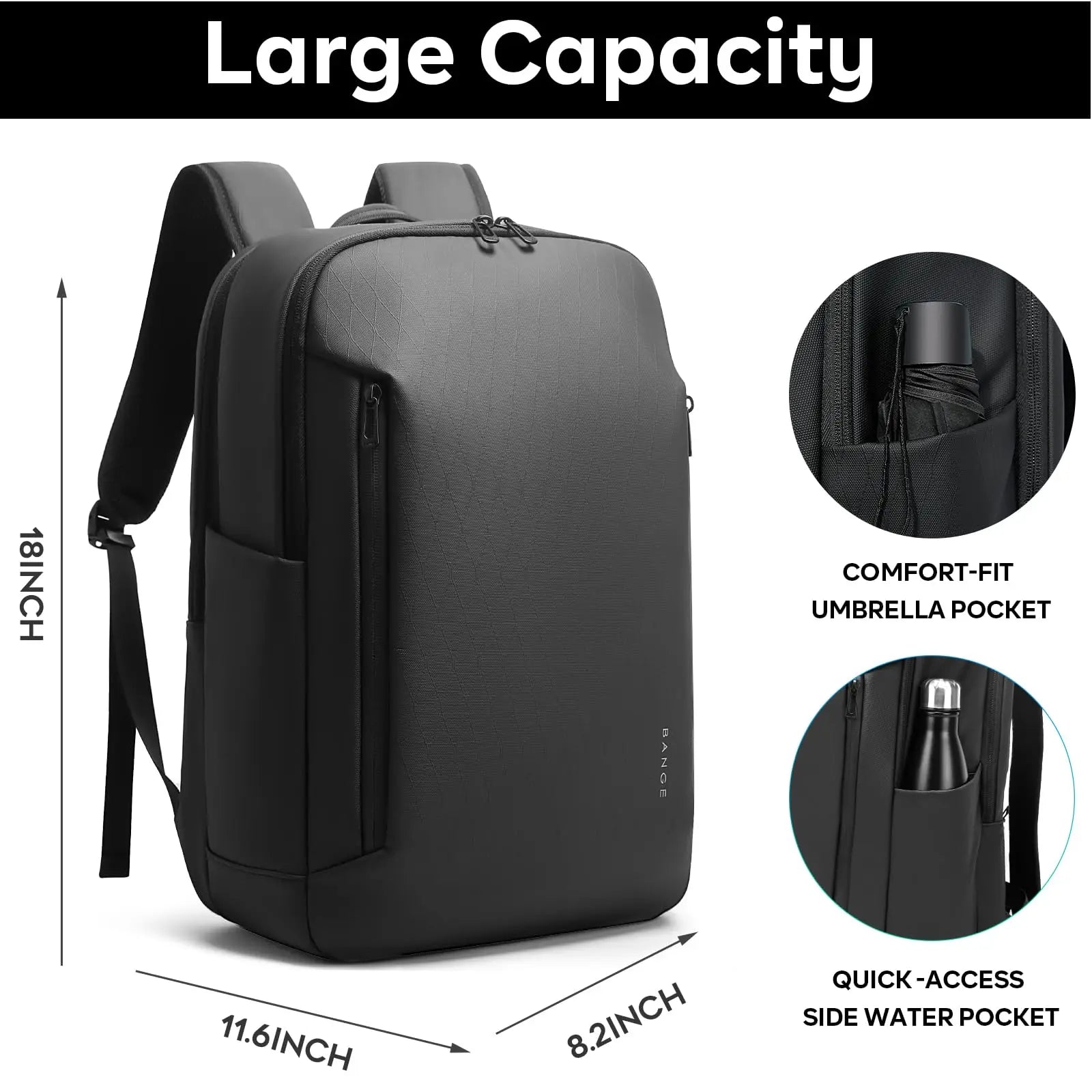 Boxy Laptop Backpack with Zipper Opening and Side Pocket Design