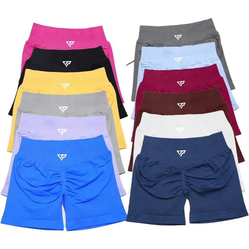 Women's Scrunch Back High Waist Fitted Shorts for Gym Workouts