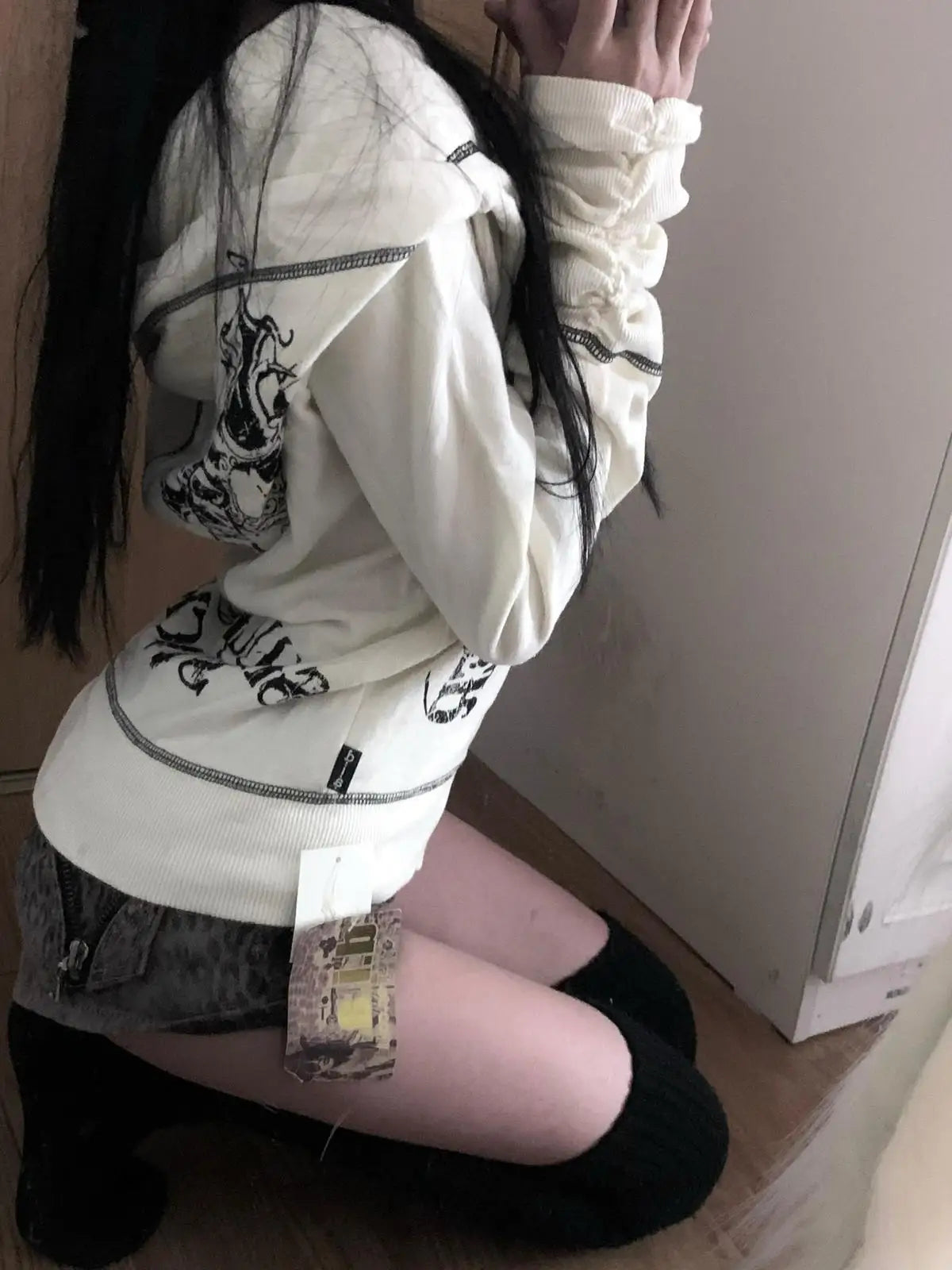 Graphic Long Sleeve Full Zip Casual Hoodie for Layering