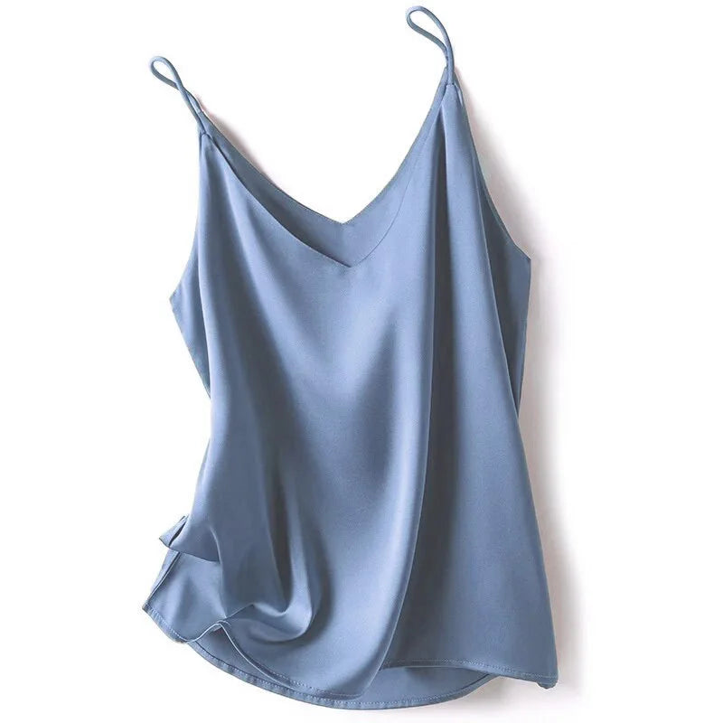 Women's Draped Camisole with a V Neckline and Thin Shoulder Straps