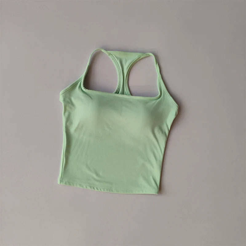 Women's Wide Strap Longline Sports Tank Top For Workout Outfits