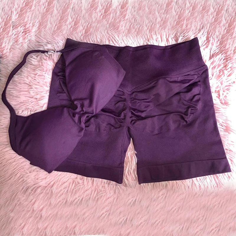 Women's Strappy Bra And Shorts Yoga Set For Workout Outfits