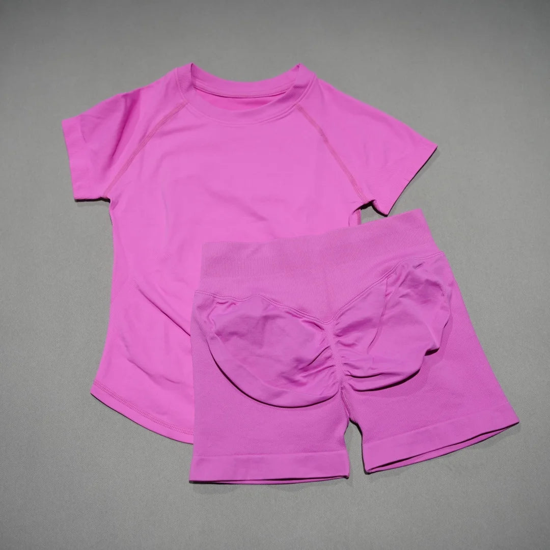 Women's Cropped Tee And Shorts Yoga Set For Workout Outfits