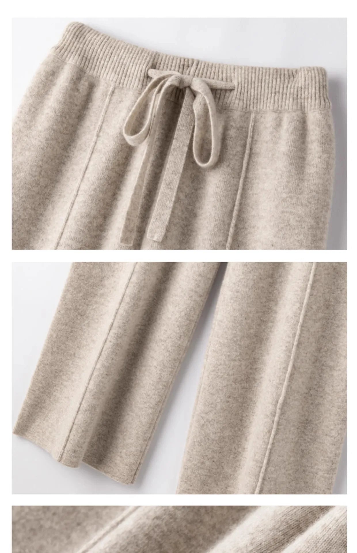 Wide-leg women's autumn winter cashmere high-waisted knitted straight-leg pants high-end casual outerwear loose drape long pants