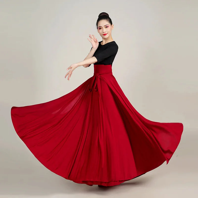 Women's Long Swing Dance Skirt for Flamenco and Belly Dance