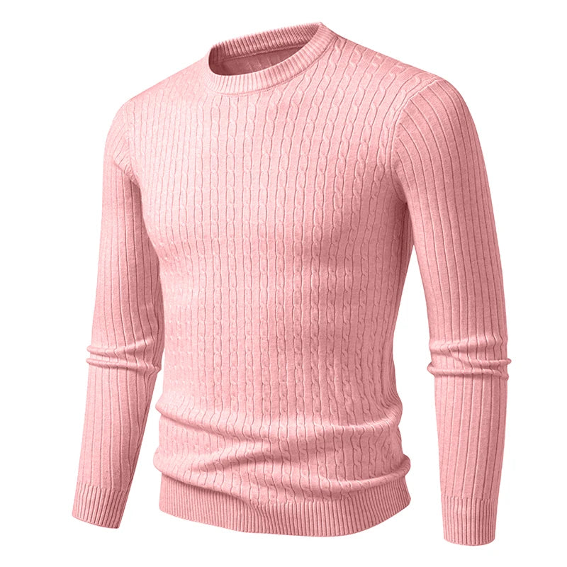 Men's Ribbed Crew Neck Long Sleeve Sweater