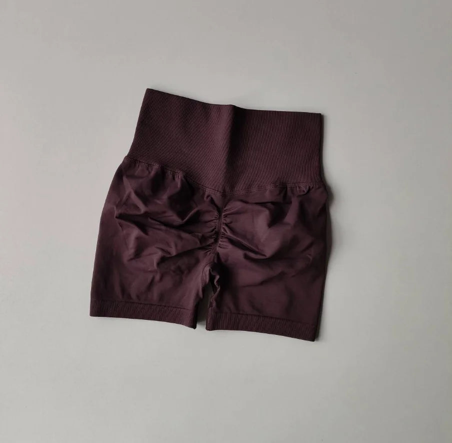 Women's High Waist Scrunch Back Polyester Shorts for Gym Workouts