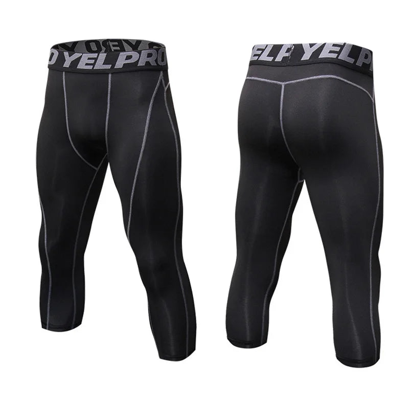 Men's Cropped Training Leggings for Gym and Running