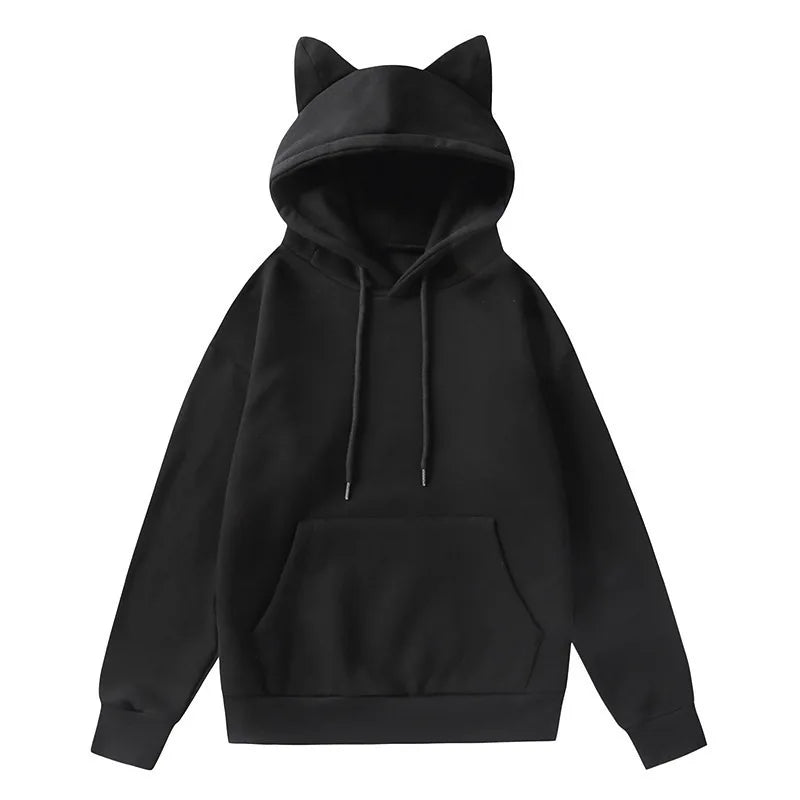 Cat Ear Long Sleeve Pullover Casual Hoodie for Layering
