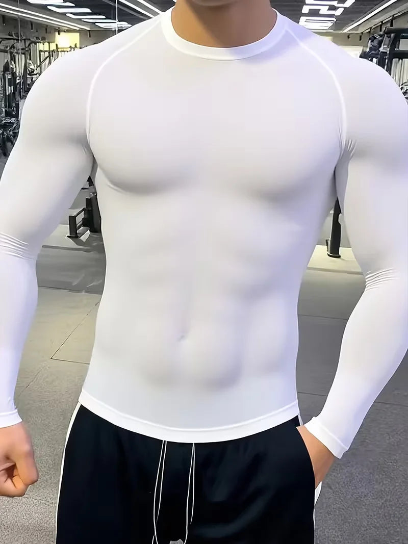 Fitted Crew Neck Long Sleeve Compression T Shirt