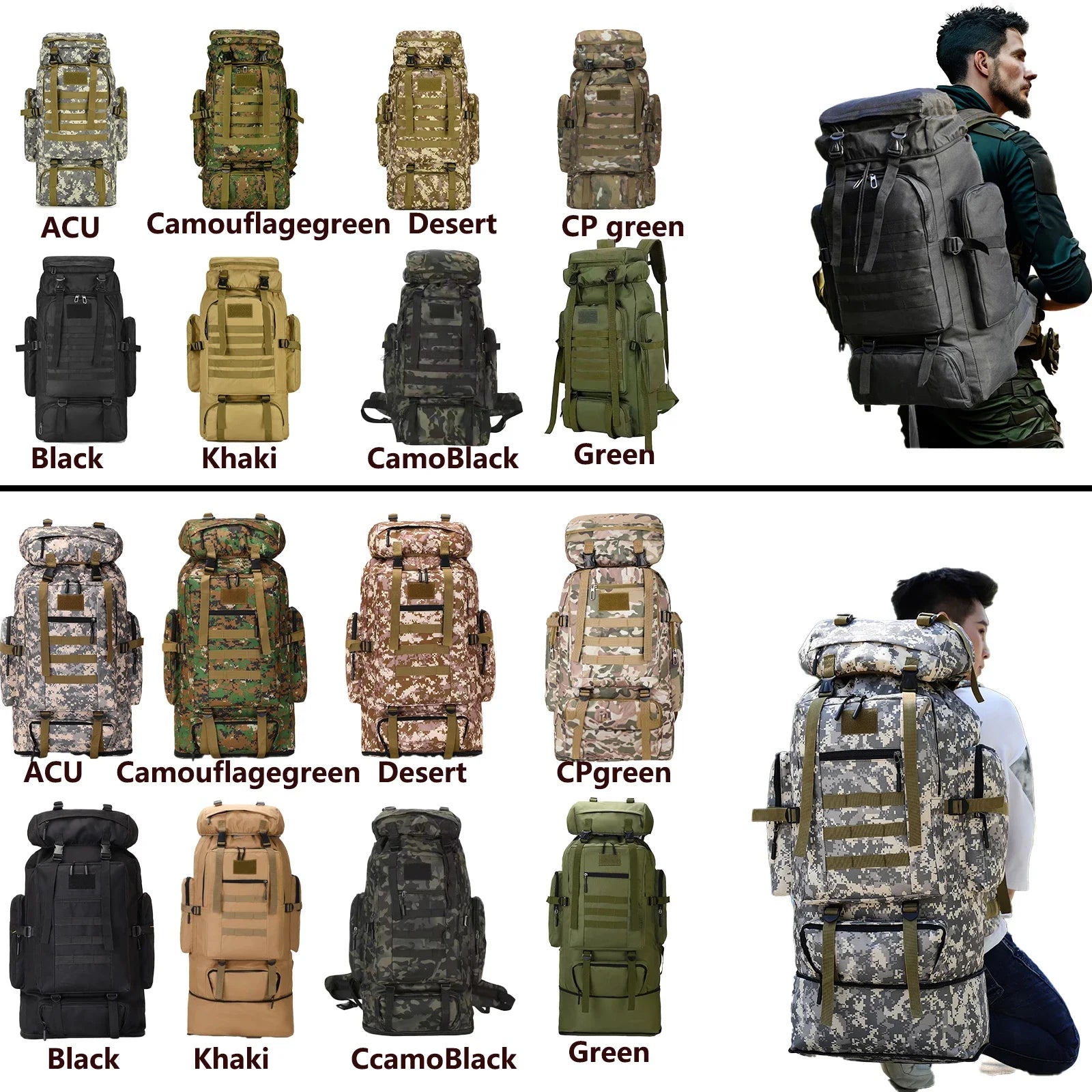 Large Outdoor Backpack with Webbing and Side Compression Straps
