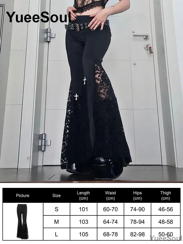 Women's Black Gothic Pants with Flared and Wide Leg Style Options