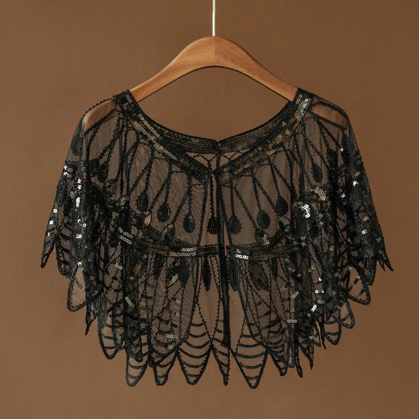 Leaf Beaded Sequin Capelet for Layering over Dresses and Tops