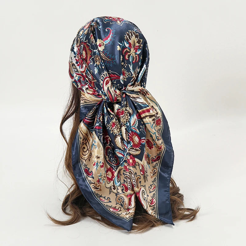 Printed Square Scarf with Ornate Paisley Pattern Options