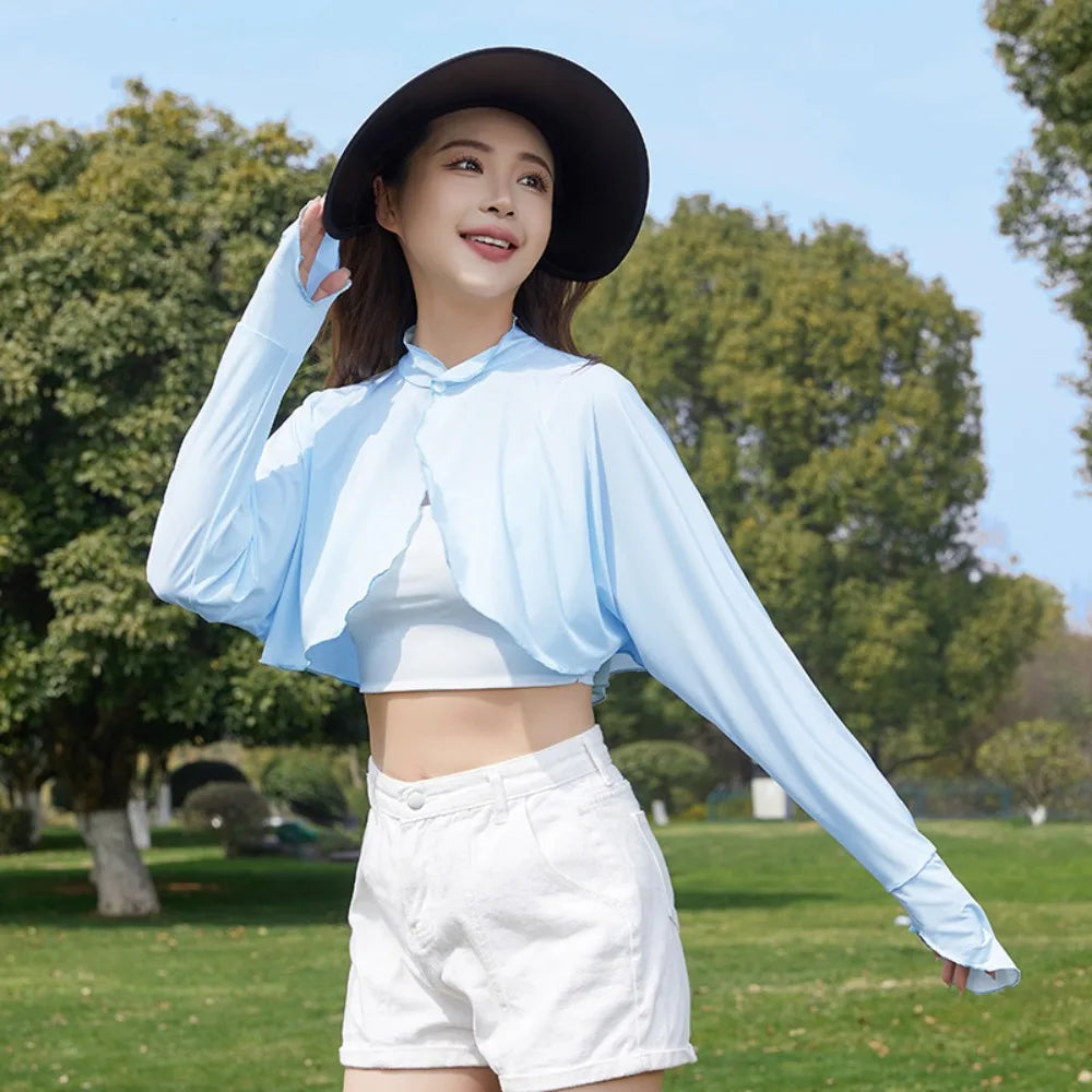 Cropped Long Sleeve Front Fastening Jacket for Layering over Outfits