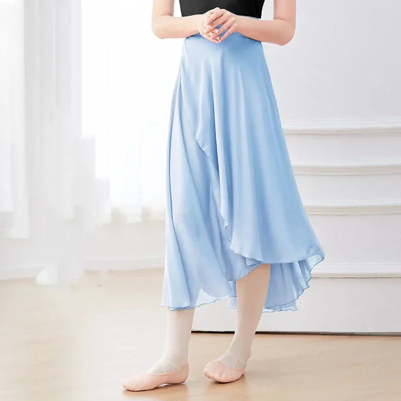 Long Chiffon Ballet Wrap Skirt with Tie Waist for Dance Practice
