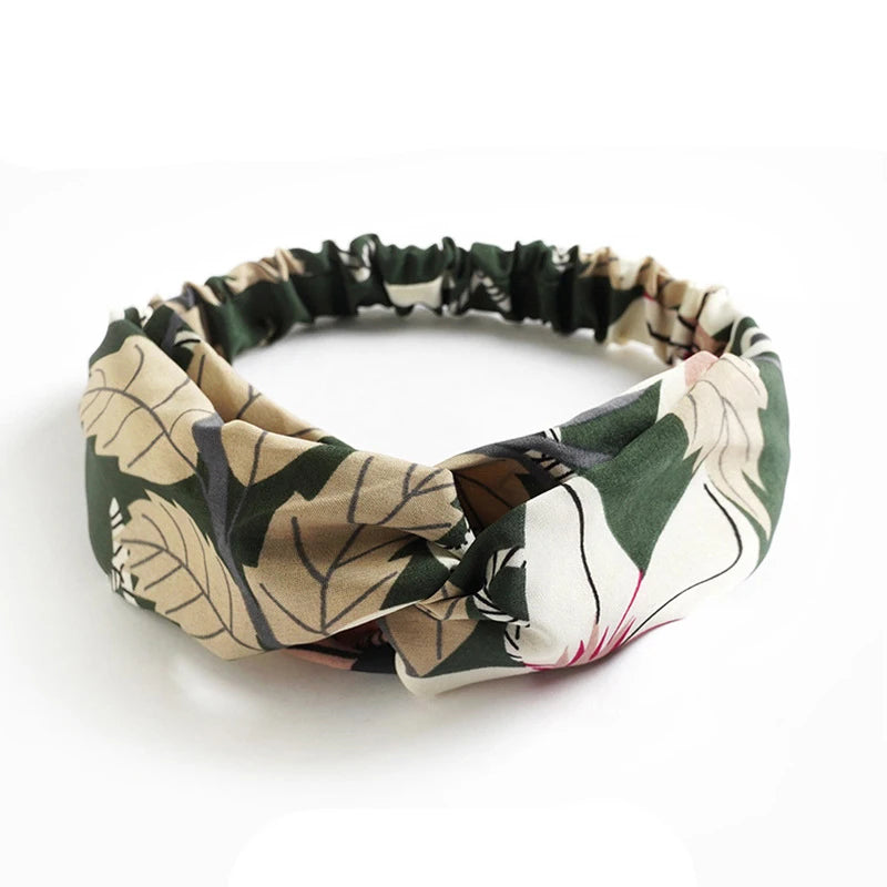 Floral Print Twist Front Elastic Headband for Everyday Hair Styling