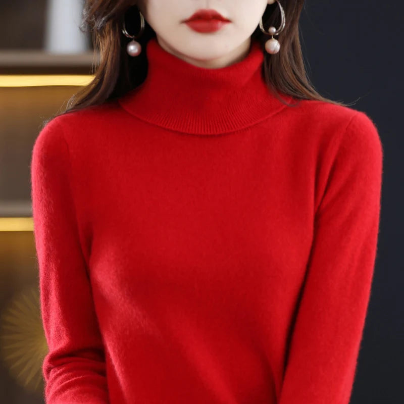 Women's Mock Neck Long Sleeve Sweater Casual Knit Layer