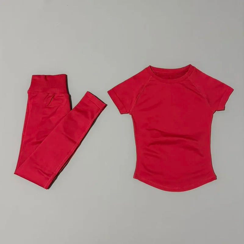 Women's Tee And Leggings Yoga Set For Workout Outfits