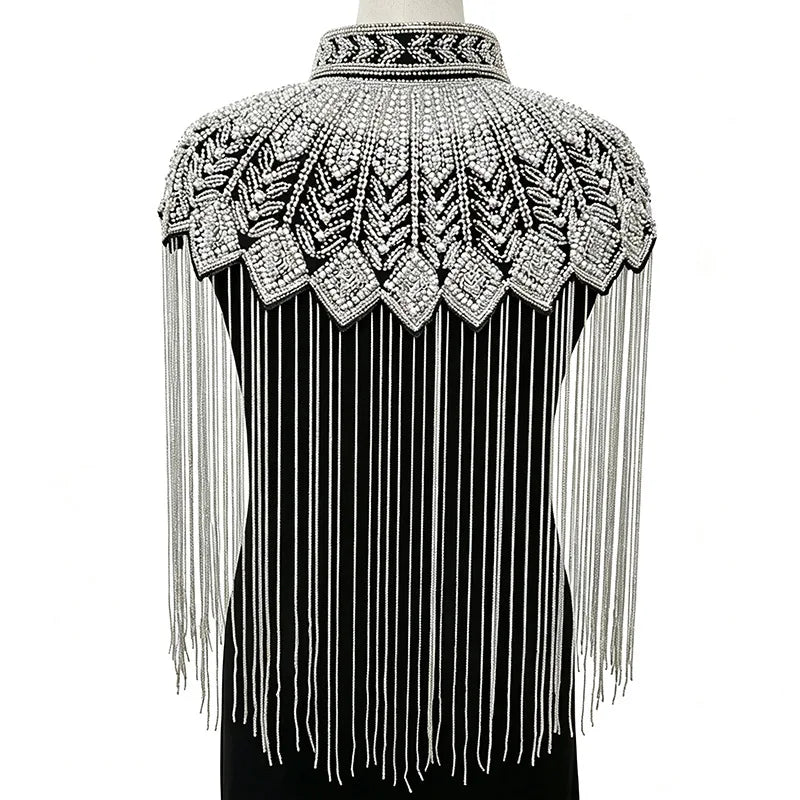 Embroidered Long Fringe Cape for Layering over Outfits