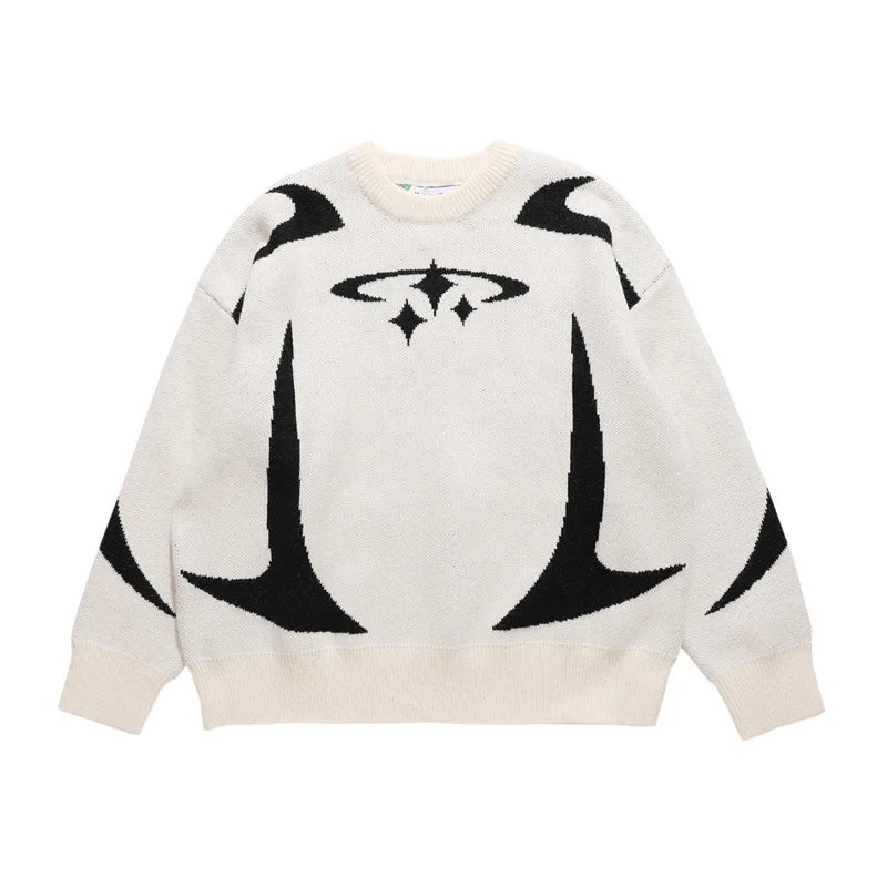 Women's Abstract Graphic Crew Neck Sweater Casual Knit Layer