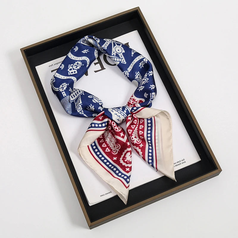 Printed Square Scarf for Hair Wrap and Neck Styling