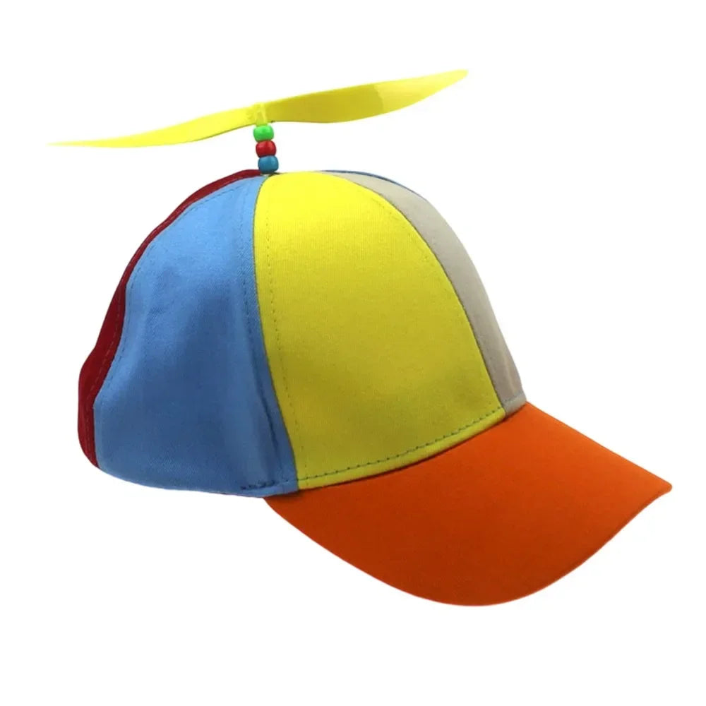 Color Block Baseball Cap with Decorative Top Propeller