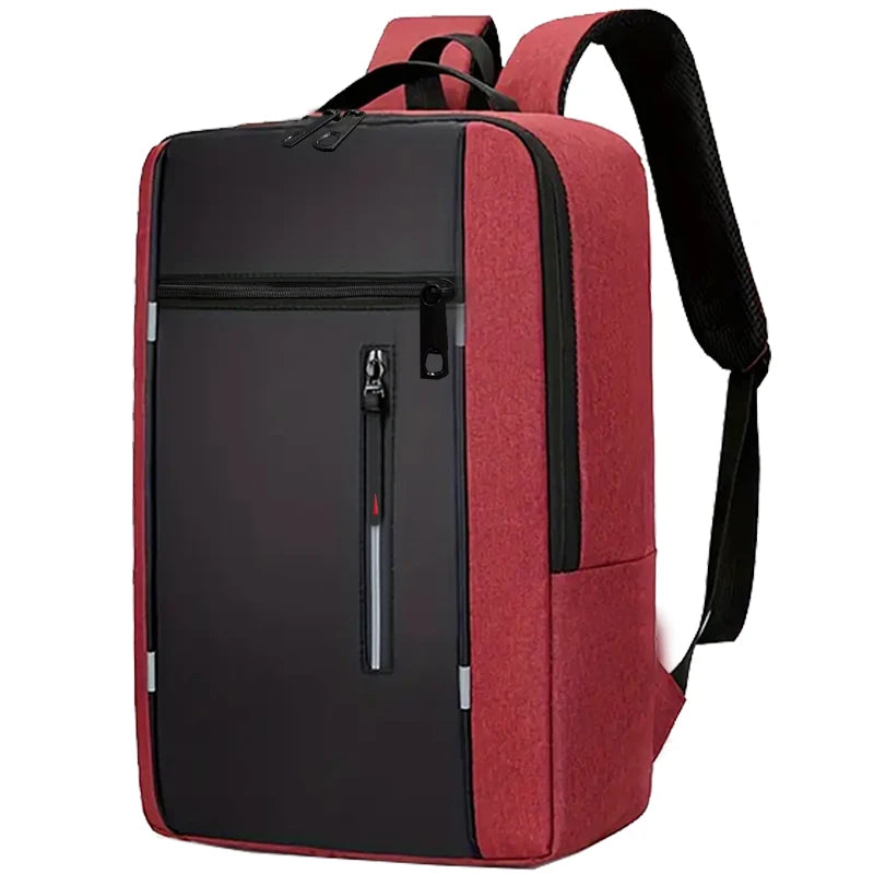 Rectangular Laptop Backpack with Front Zippered Pocket Design