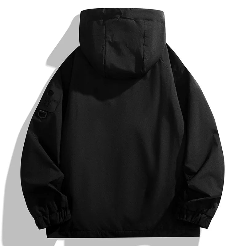 Hooded Long Sleeve Full Zip Outdoor Hiking Jacket with Pockets