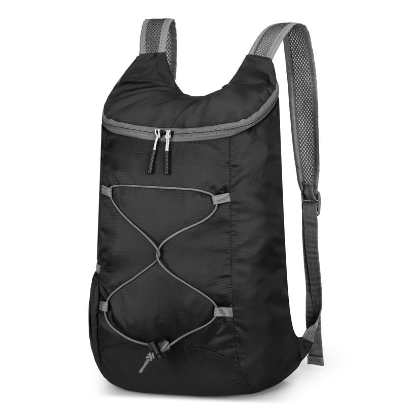 Foldable Travel Backpack with Front Cord Detail and Side Pockets
