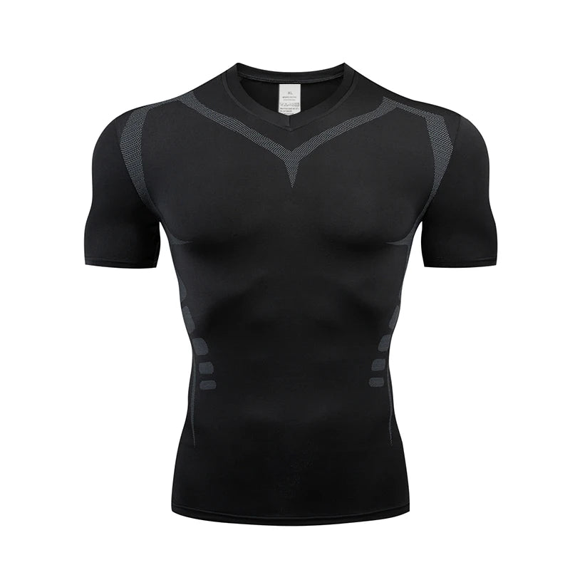 Fitted Crew Neck Short Sleeve Compression T Shirt