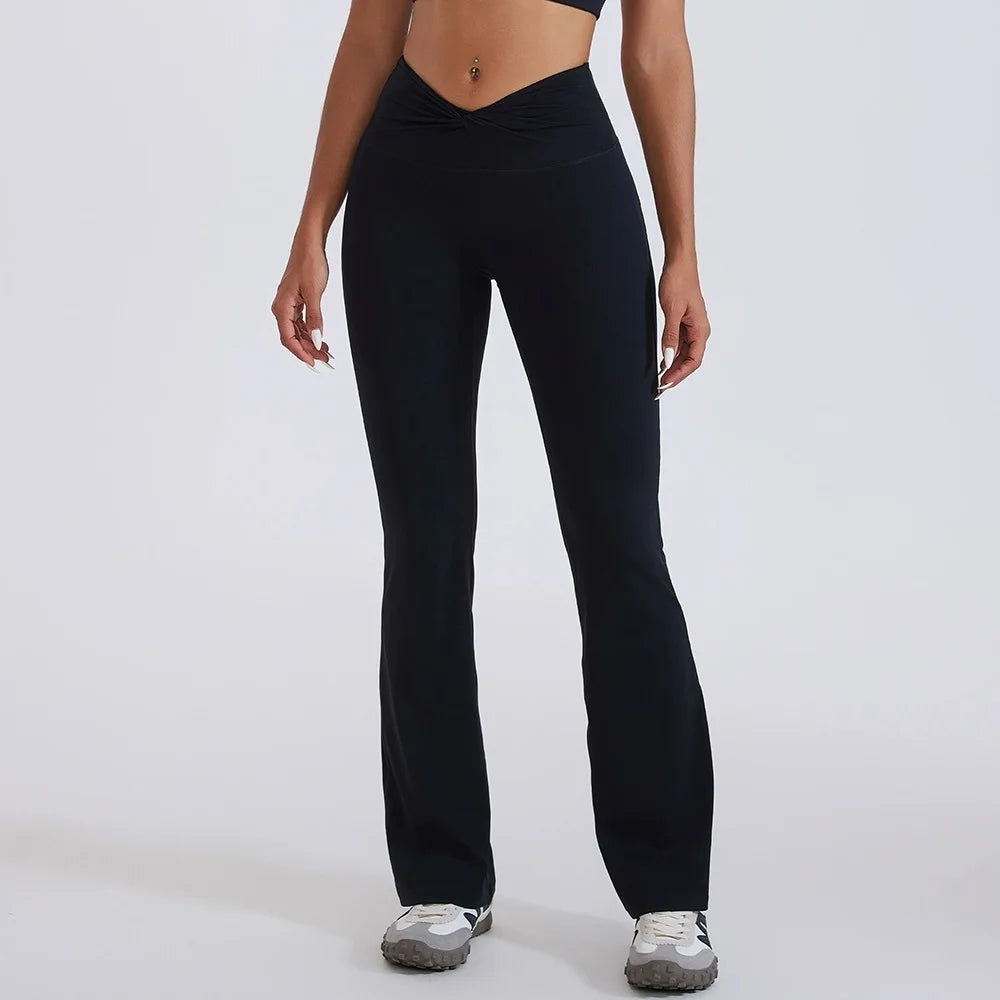 Women's Zip-Front Crop Top and Flared Pants Workout Set