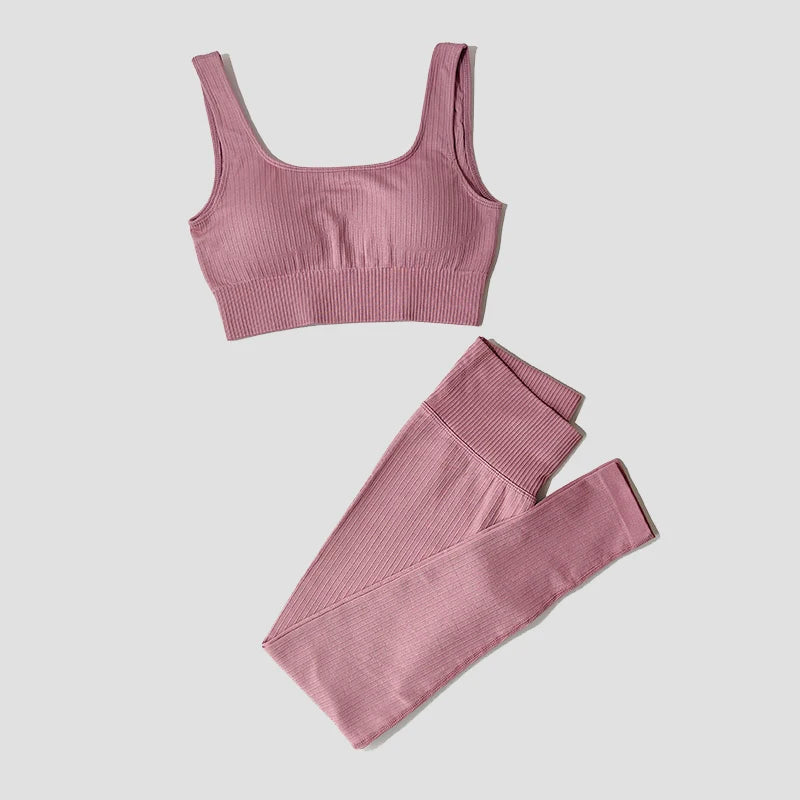 Women's Long Sleeve Crop Top And Leggings Yoga Set