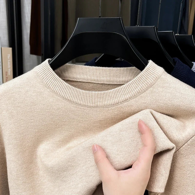 Men's Plain Crew Neck Long Sleeve Knit Sweater