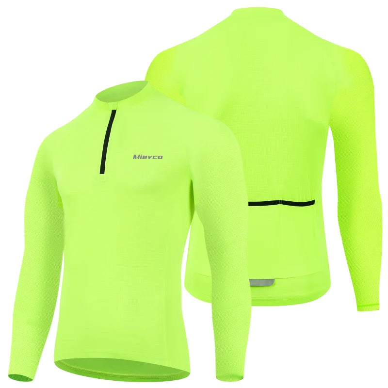 Men Long Sleeve Cycling Jersey Quick Dry Breathable Road Bike Shirt