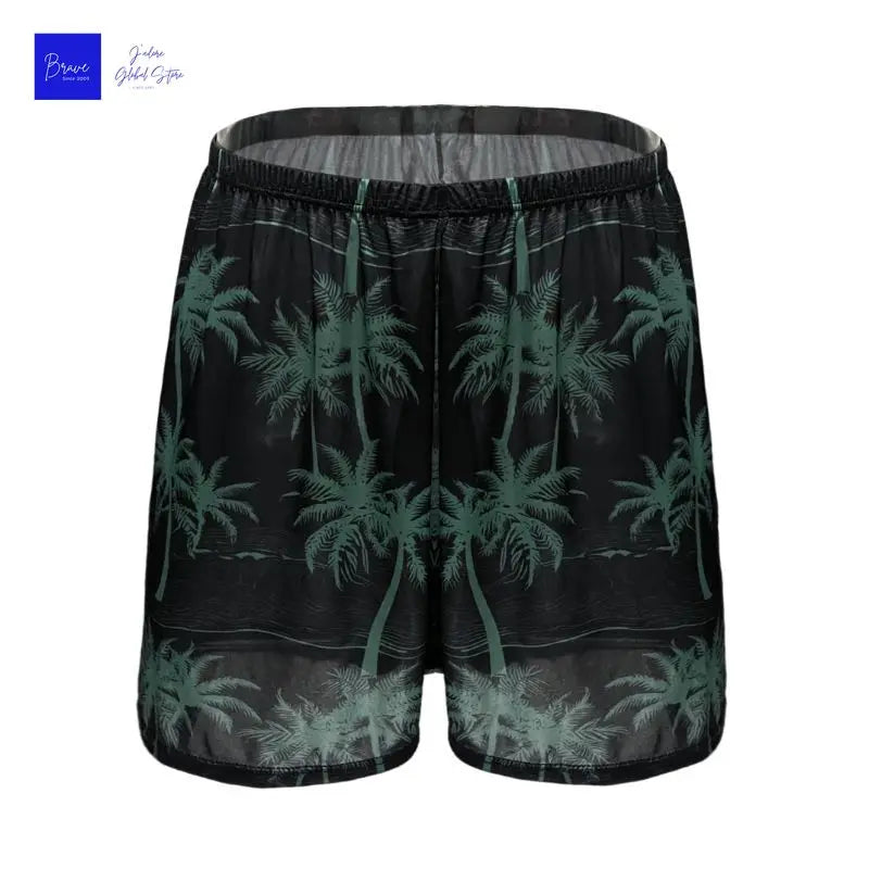 Men's Satin Look Elastic Waist Sleep Shorts with Print Options