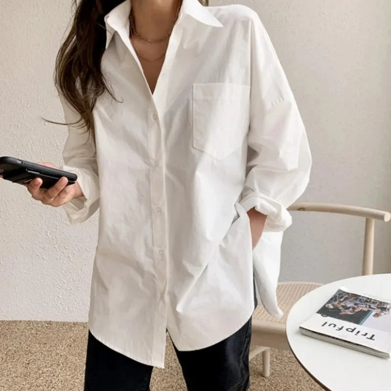 Women's Fitted Long Sleeve Shirt with Back Tie