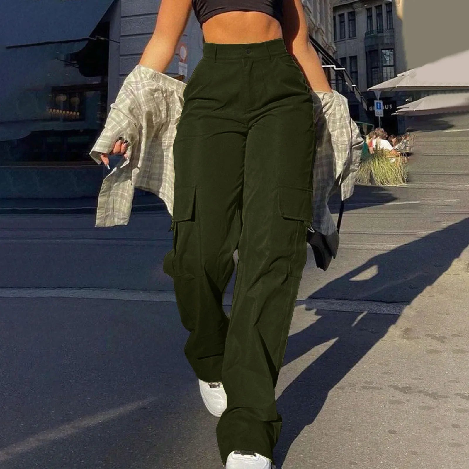 Women's Cargo Pants with Relaxed Legs and Large Side Pockets