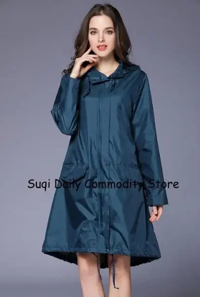 Long Hooded Front Opening Jacket for Layering over Outfits