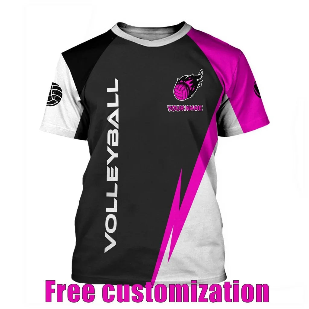 Volleyball Graphic Short Sleeve Crew Neck Sports T Shirt