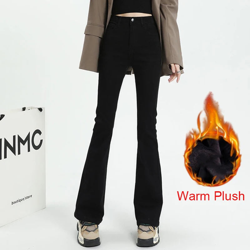 Women's Black High Waist Flared Leg Denim Jeans