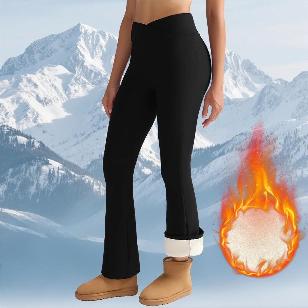 Women's Fleece Lined Flared Leggings For Workout Outfits