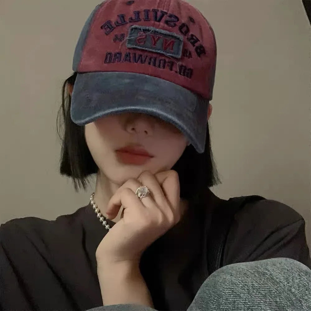 Washed Look Letter Baseball Cap with Adjustable Back